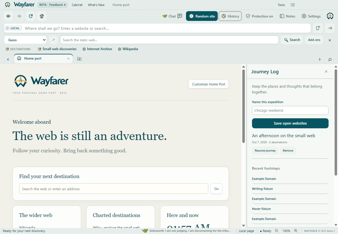 Wayfarer Beta showing Keep an expedition together