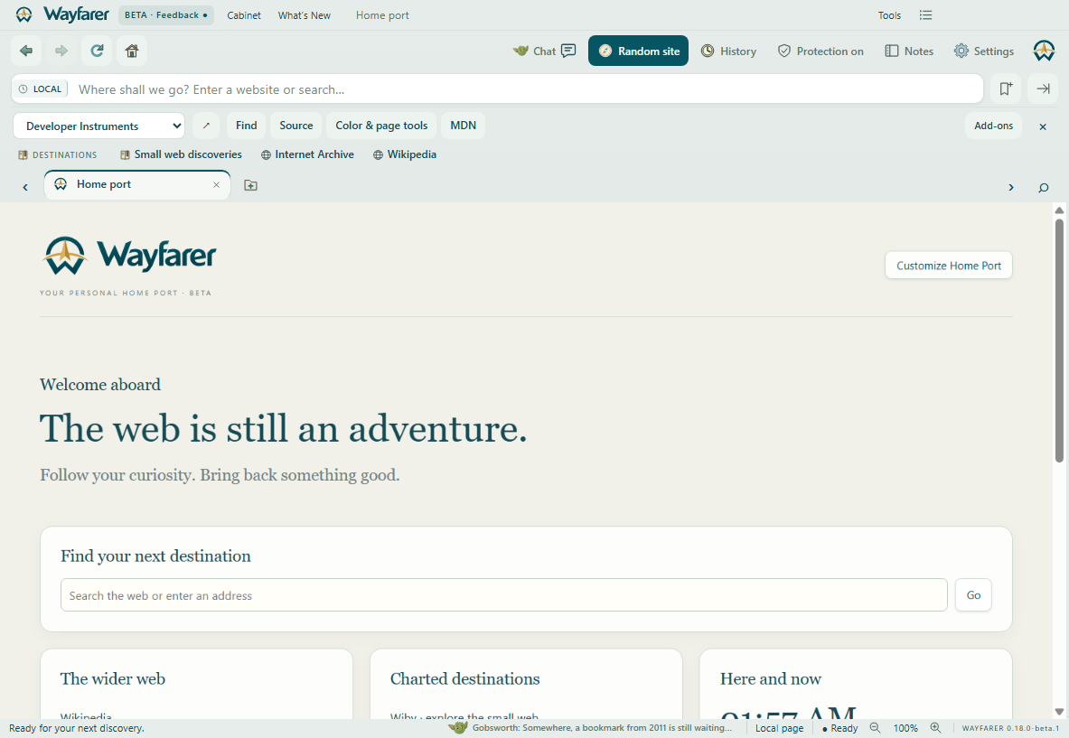 Developer Instruments in Wayfarer’s shared shelf